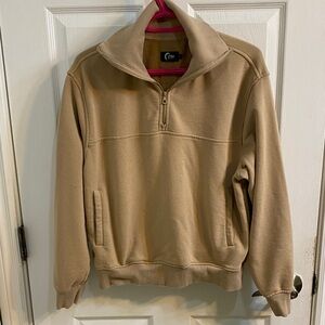 Zyia Active Tan Funnel Neck Quarter Zip Sweatshirt Pockets Women’s Large Casual